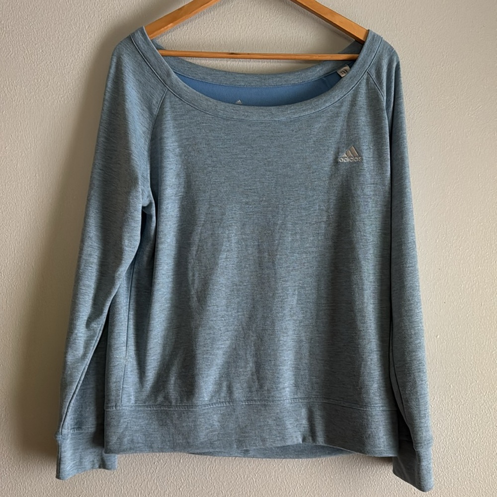 adidas dusty Blue Long Sleeve Tee